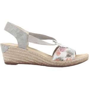 NEW RIEKER women's fanni h6 synthetic leather backstrap sandal in white multi/ce